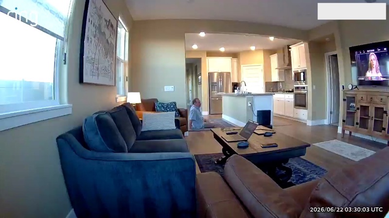 Early testing image 5 — a staged on-the-floor test captured by a Ring camera