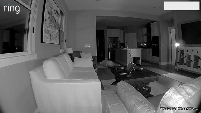 Early test: lying on the floor across the room at night (infrared)