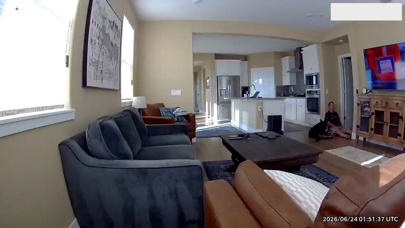 Early test: sitting on the kitchen floor with the dog